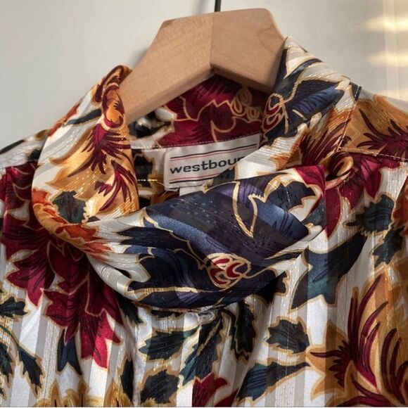 Vintage Westbound Blouse Top Size 12 Floral Colorful Long Sleeve - Picture 4 of 6